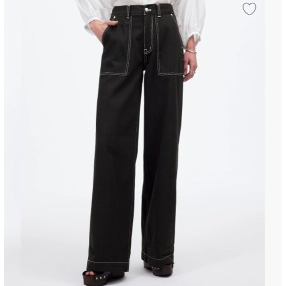 Madewell Denim - Madewell Women's 27 Superwide Leg Jeans Black NWT Airy Denim Inseam 31.5"